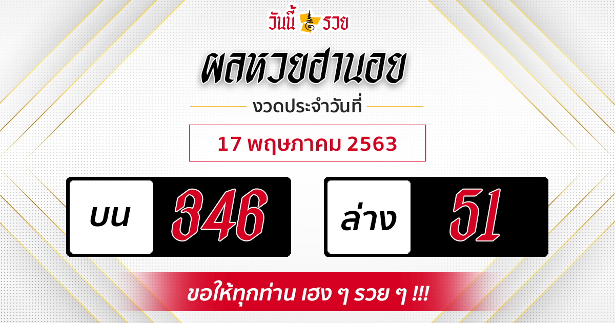 ผลหวยฮานอย 17 พ.ค.