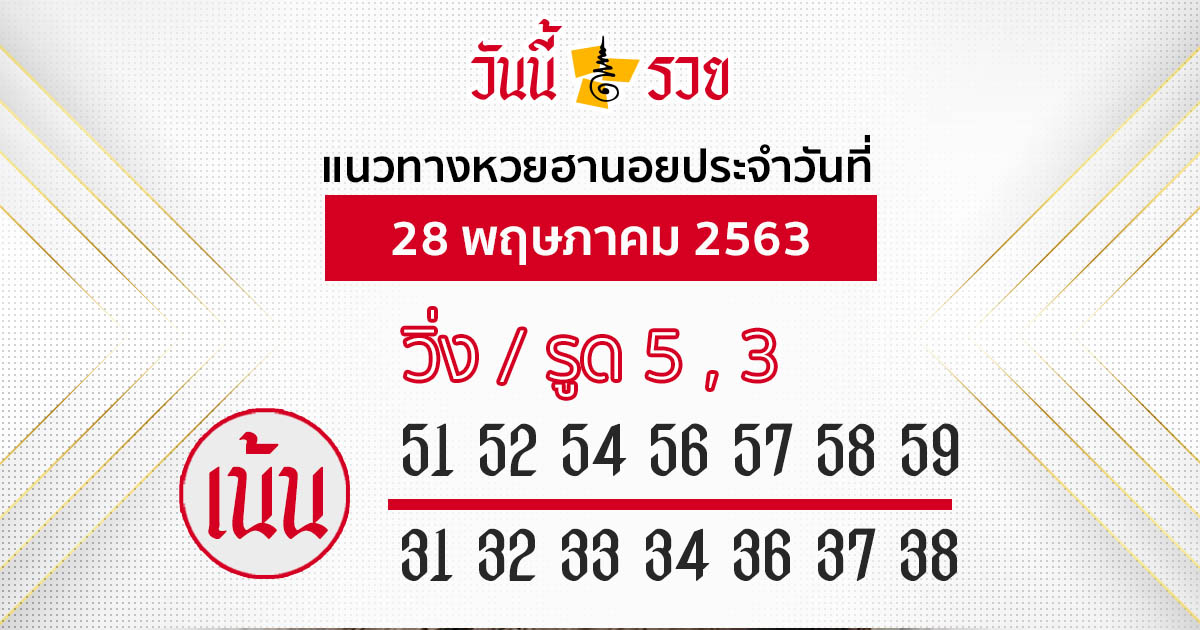 แนวทางหวยฮานอย 28 พ.ค.