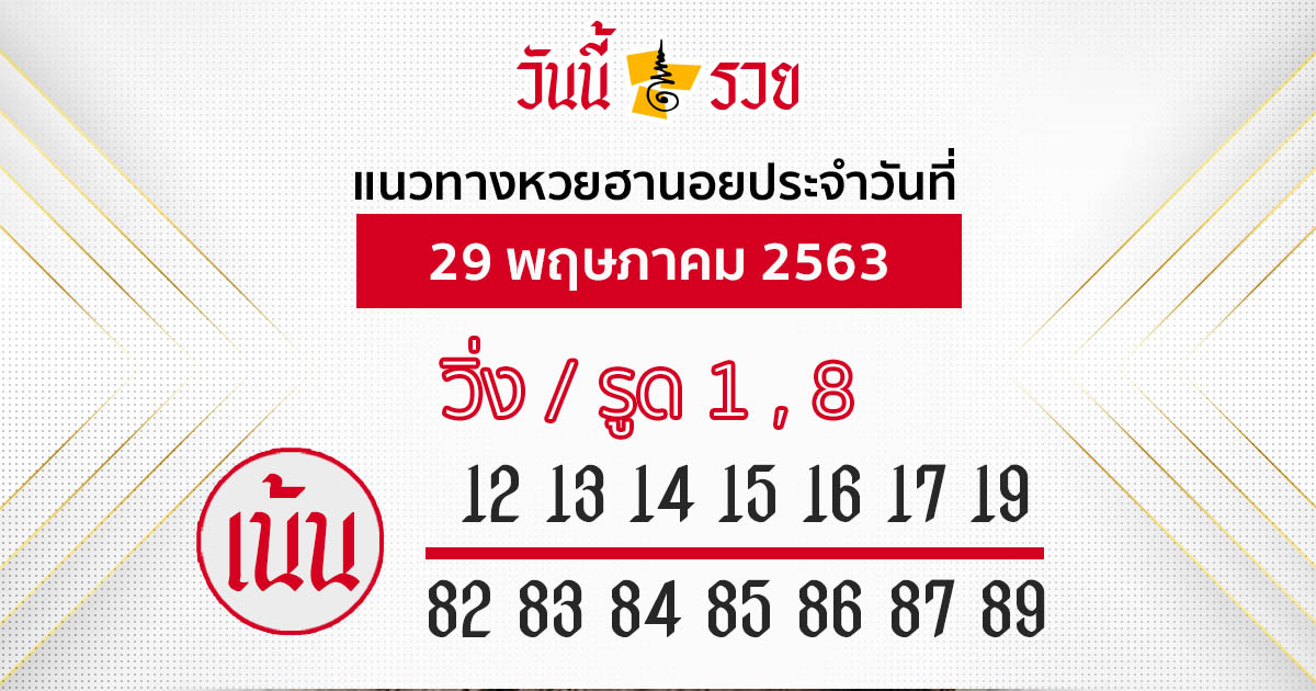 แนวทางหวยฮานอย 29 พ.ค.