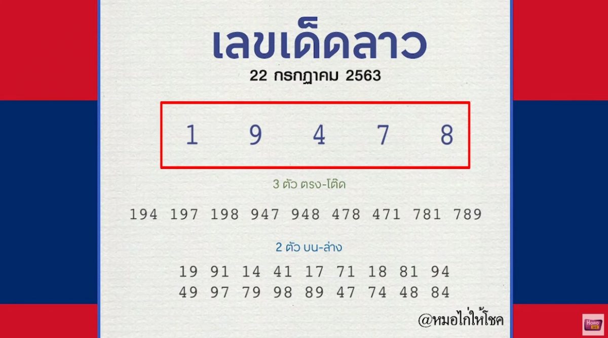 หวยลาวรอบพิเศษ 22 ก.ค.