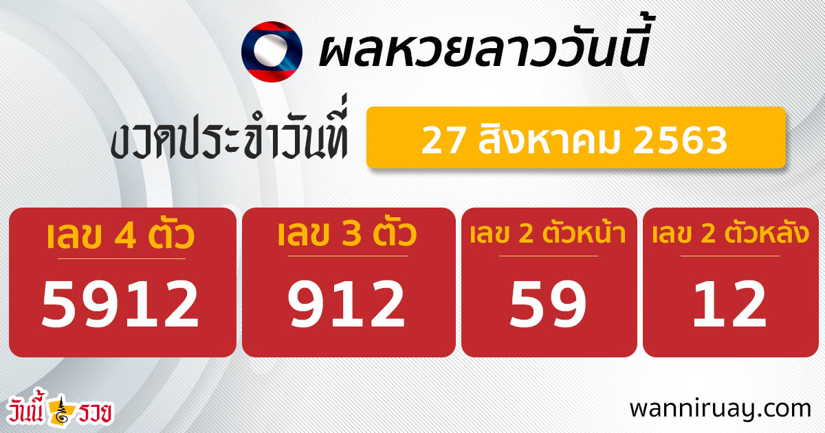 ผลหวยลาว 27 ส.ค.