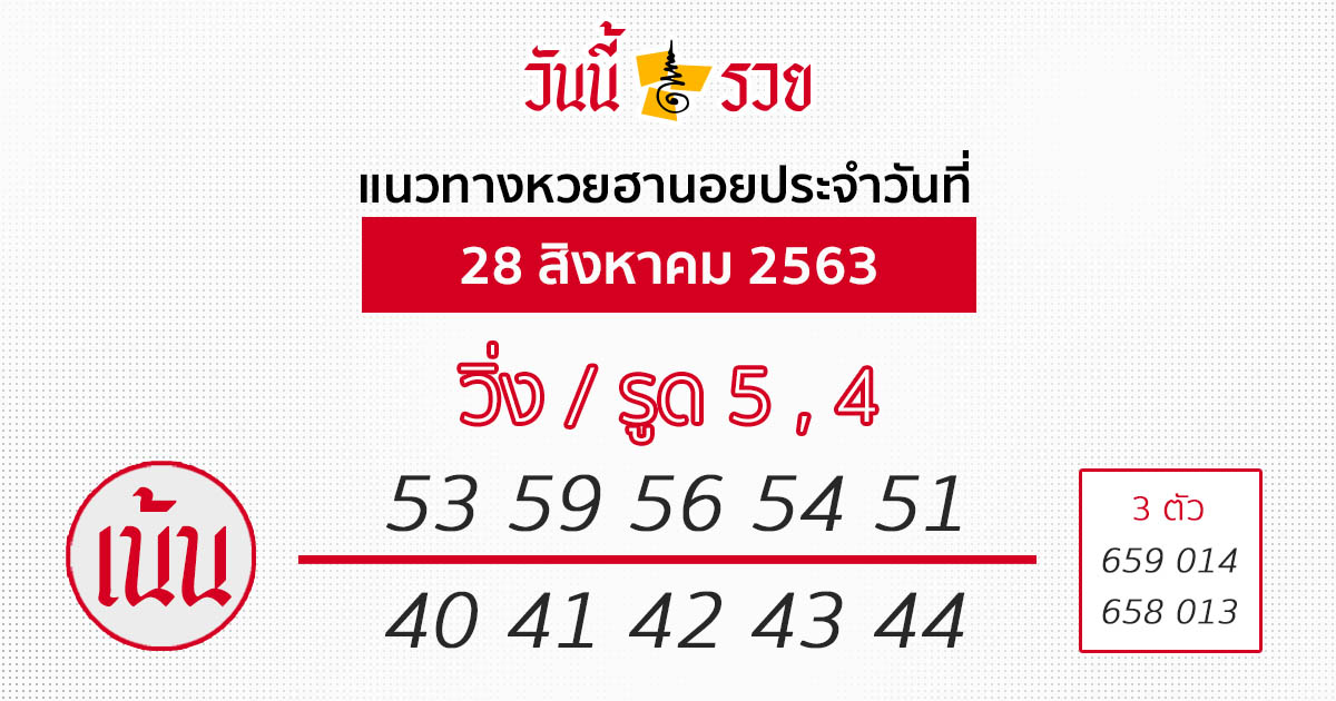 แนวทางหวยฮานอย 28 ส.ค