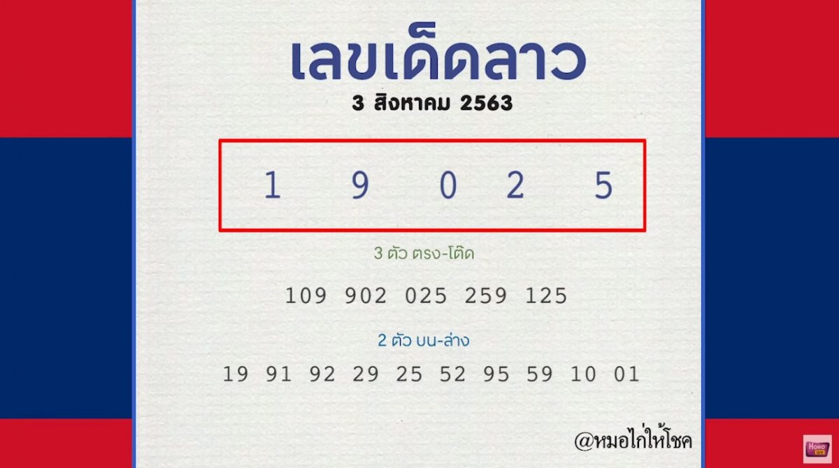 หวยลาว หมอไก่ให้โชค 3 ส.ค.