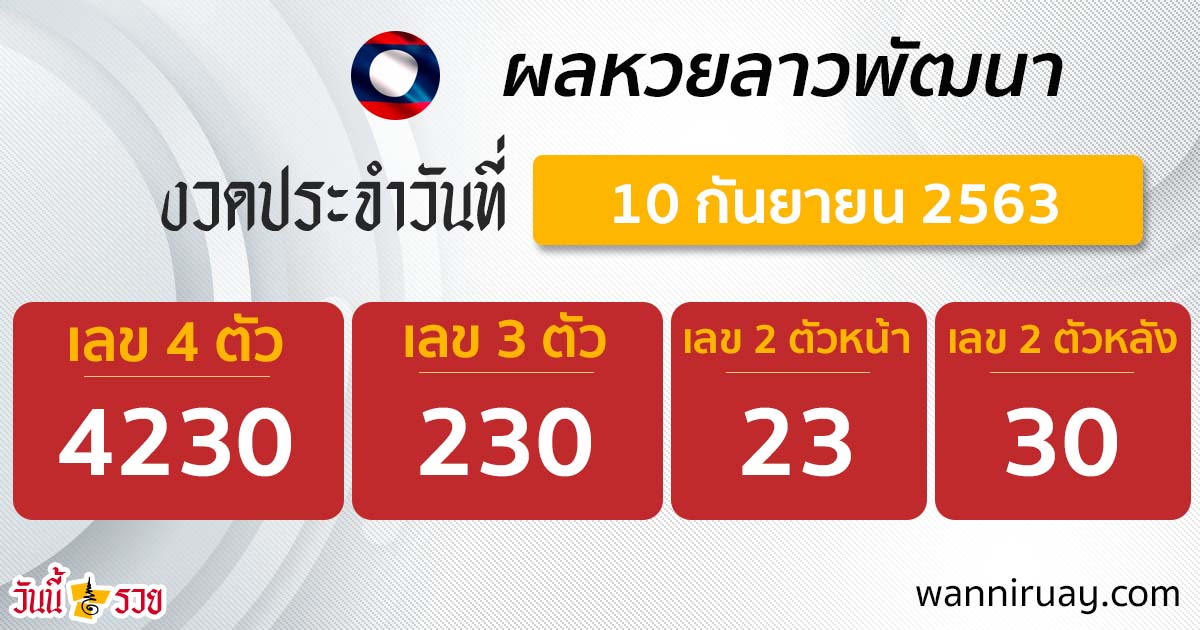 ผลหวยลาว 10/9/63