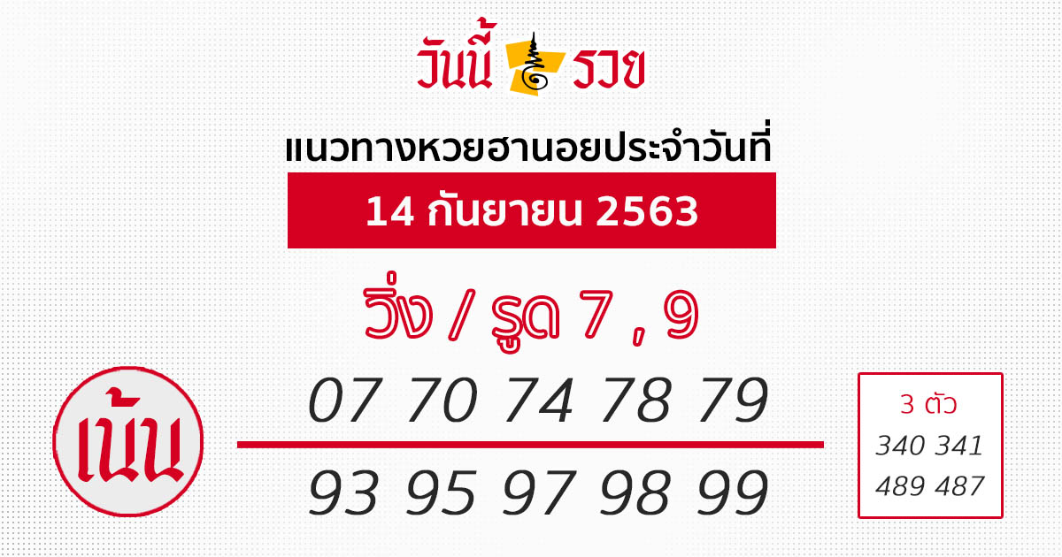 หวยฮานอย 14/9/63