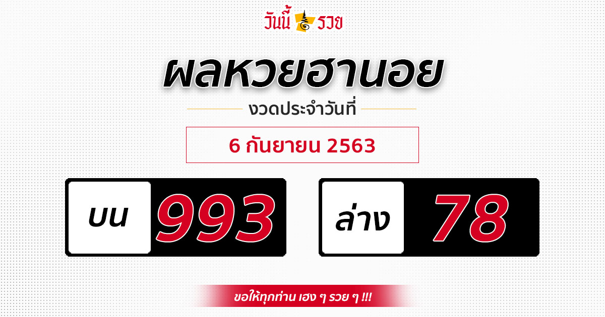 ผลหวยฮานอย 6/9/63