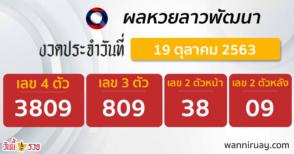 ผลหวยลาว 19/10/63