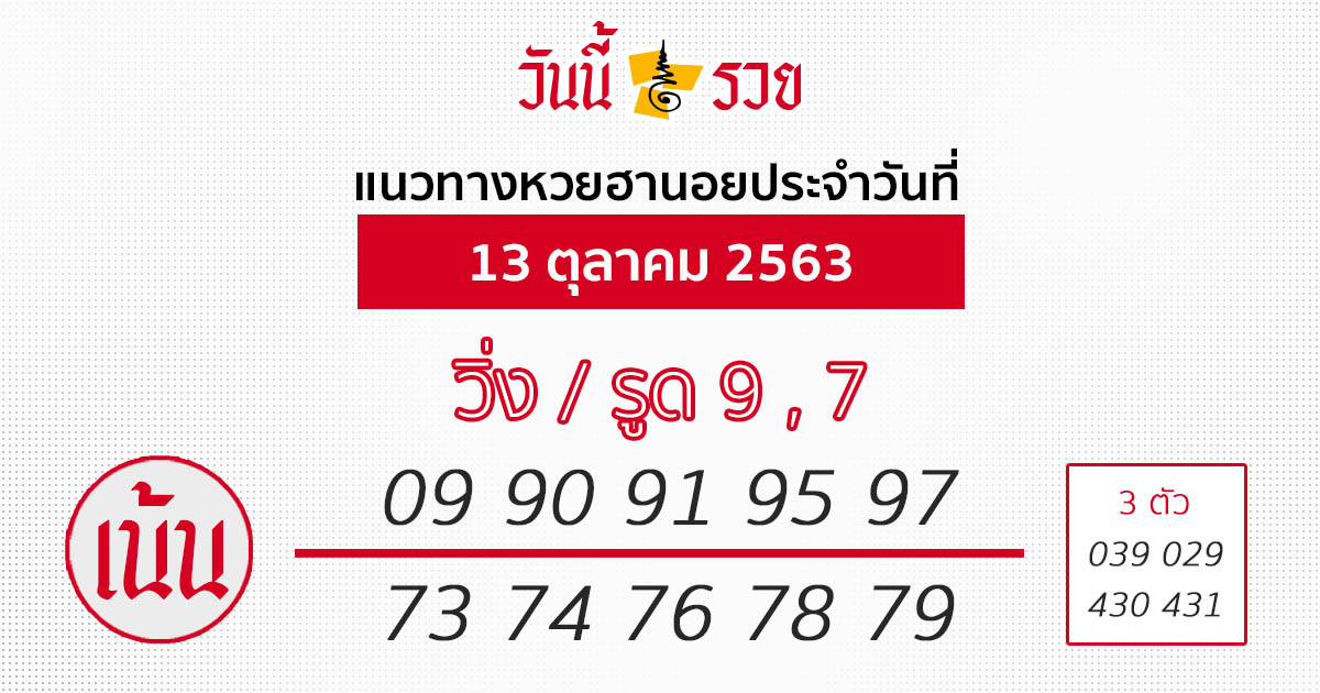 หวยฮานอย 13/10/63