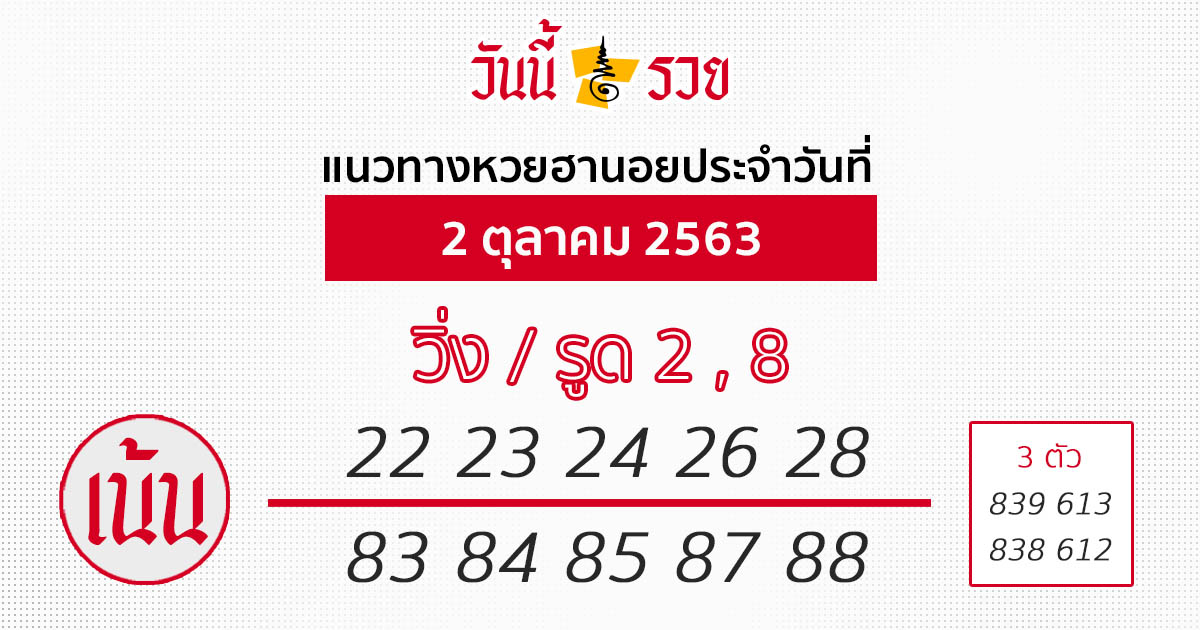 หวยฮานอย 2/10/63