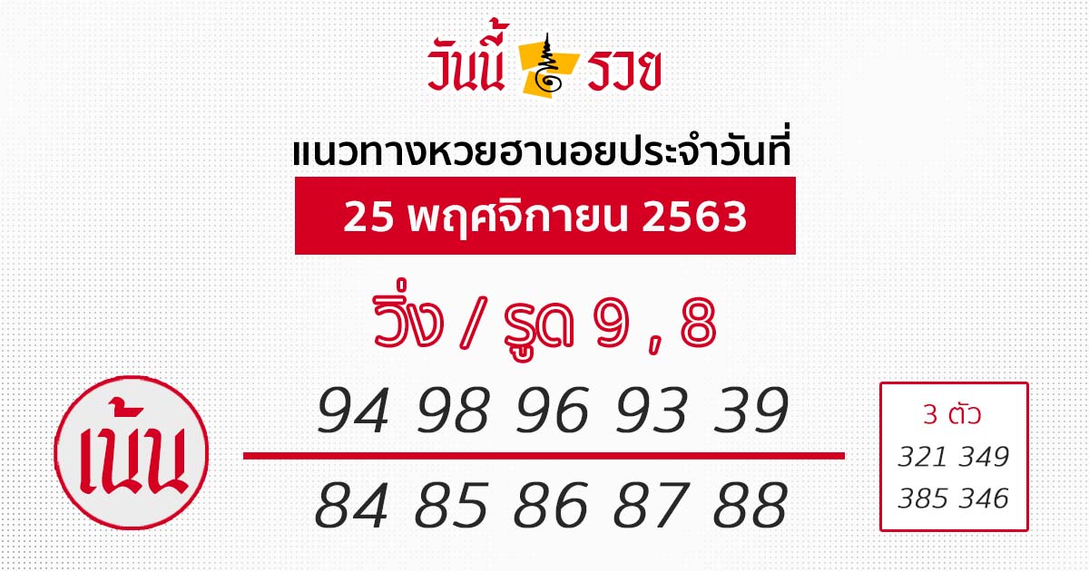 หวยฮานอย 25/11/63