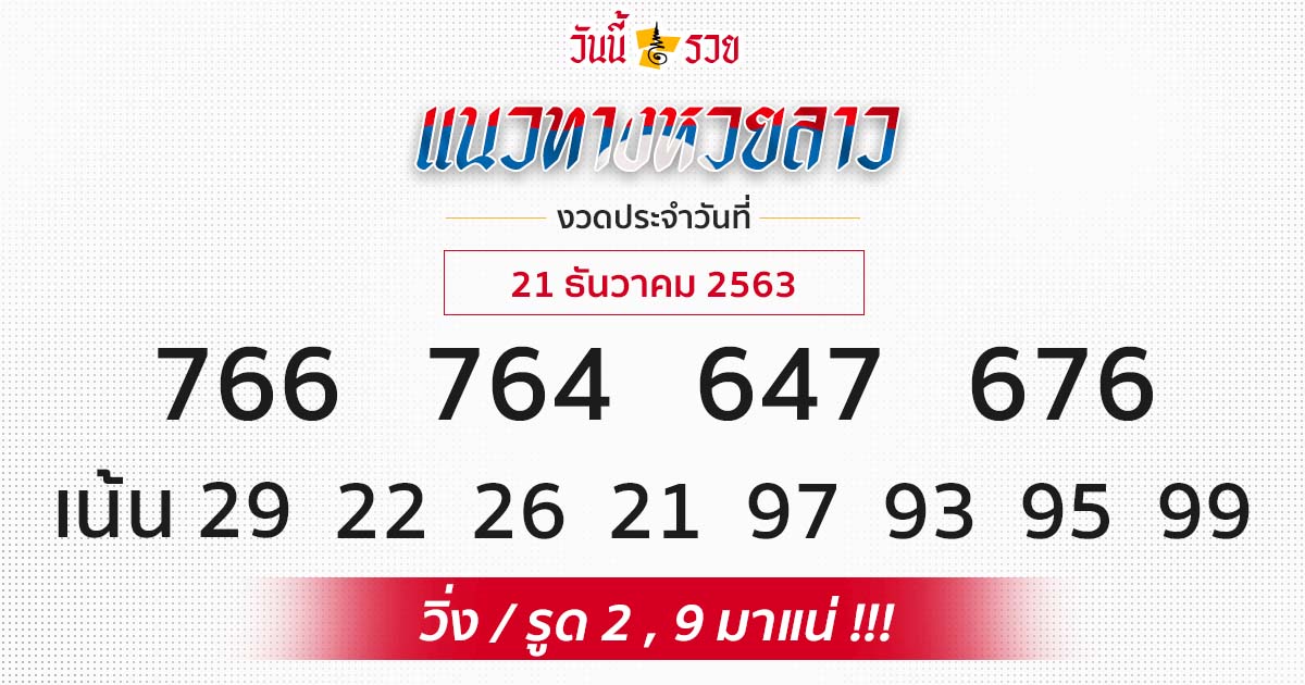 แนวทางหวยลาว 21/12/63