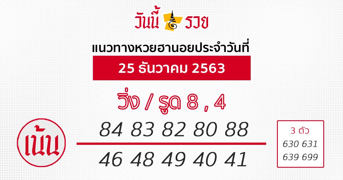 หวยฮานอย 25/12/63