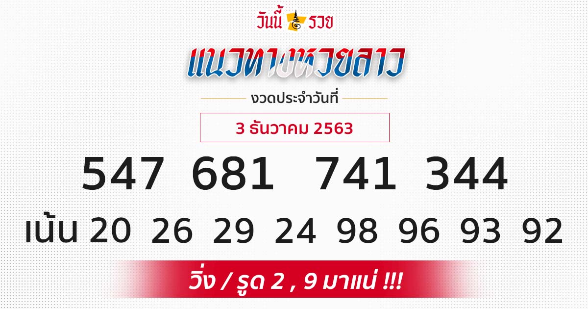 แนวทางหวยลาว 3/12/63