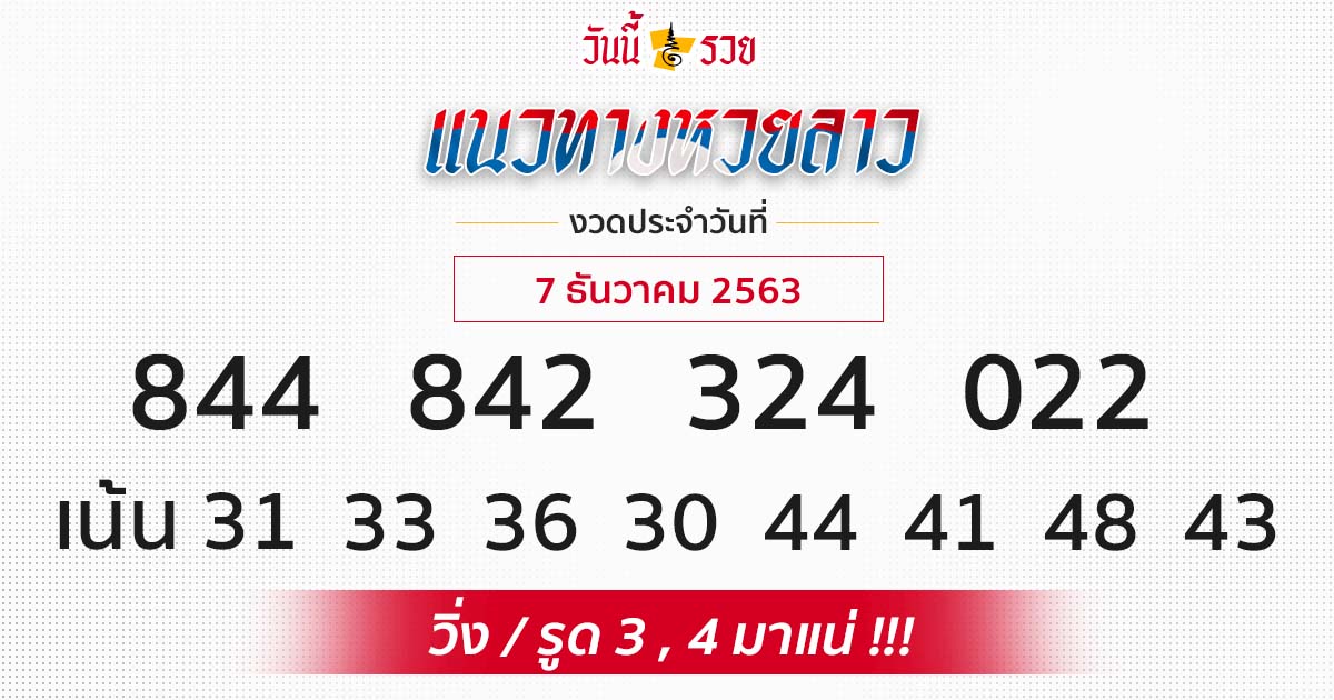 แนวทางหวยลาว 7/12/63